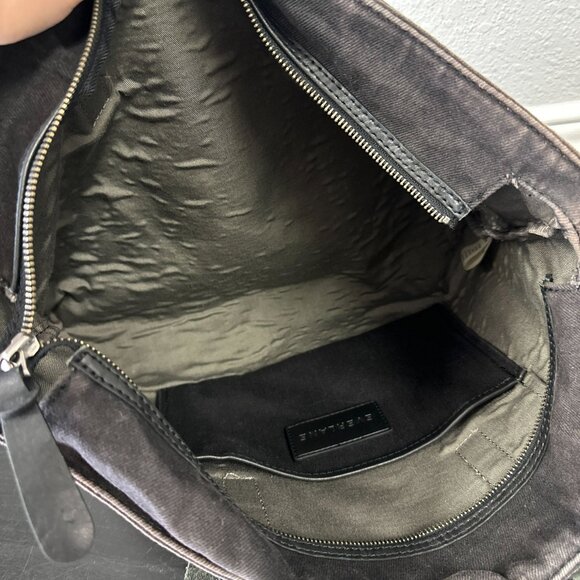 Everlane Gray Black Cotton Blend Tote Bag Purse Shoulder Distressed Flawed - Picture 7 of 9